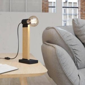 Svítidlo EGLO černá/přírodní ocel/dřevo