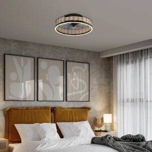 Svítidlo EGLO černá matná/přírodní ABS/ratan