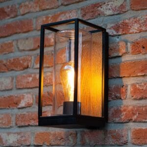 Svítidlo LUTEC antracit/dřevo hliník/sklo