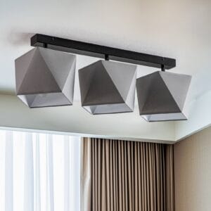 Svítidlo Lamkur černá/šedá ocel/textil