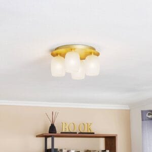 Svítidlo Lucande mosaz/písková bílá železo/sklo