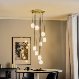 Svítidlo Lucande mosaz/písková bílá železo/sklo