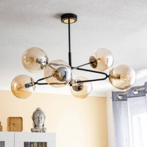 Svítidlo Alfa zlatá/černá kov/sklo