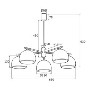 Svítidlo Argon černá/bílá kov/sklo