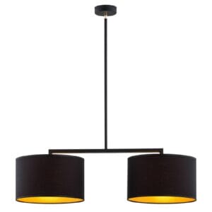 Svítidlo Argon černá/zlatá ocel/tkanina