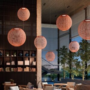 Svítidlo Bover grafitově hnědá/červená nerezová ocel/hliník/syntetické vlákno/polykarbonát