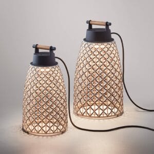 Svítidlo Bover grafitově hnědá/hnědá nerezová ocel/hliník/syntetické vlákno/teak/polykarbonát