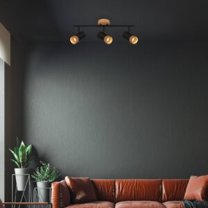 Svítidlo Briloner černá/světlé dřevo kov/dřevo