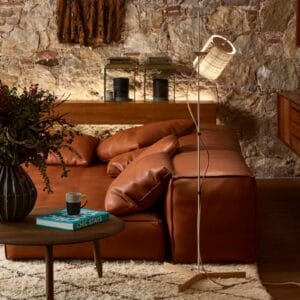 Svítidlo Carpyen saguran/přírodní dub/perleť textil/dubové dřevo/kov