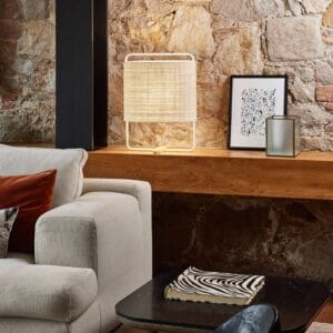 Svítidlo Carpyen přírodní béžová/perleťová/přírodní dubová textil/kov