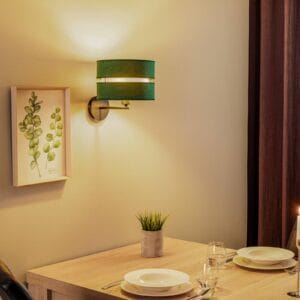 Svítidlo Duolla zelená/zlatá/černá samet/kov