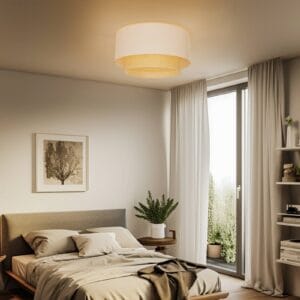 Svítidlo Duolla krémová bílá/barva dřeva bavlna/ratan