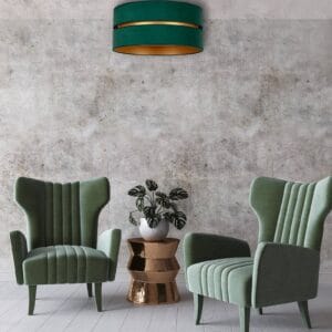 Svítidlo Duolla zelená/zlatá samet/kov