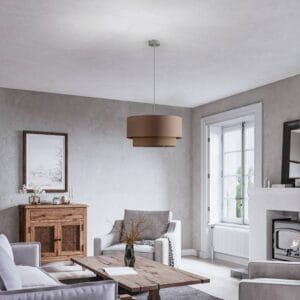 Svítidlo Duolla cappuccino/hnědá/bílá bavlna/kov/juta