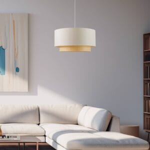 Svítidlo Duolla krémová bílá/barva dřeva bavlna/kov/ratan