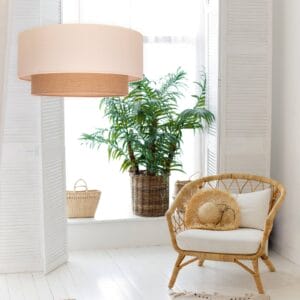 Svítidlo Duolla krémová/hnědá/bílá bavlna/kov/juta