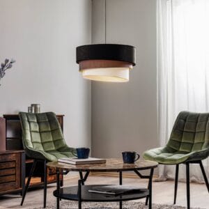 Svítidlo Duolla černá/šedá/ecru/zlatá textilie/PVC