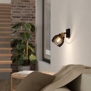 Svítidlo EGLO černá ocel/dřevo