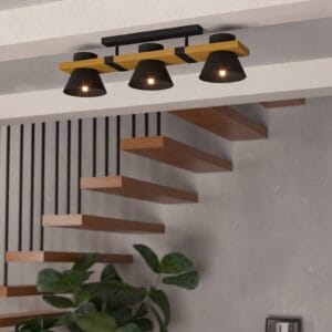 Svítidlo EGLO černá/světlé dřevo ocel/dřevo