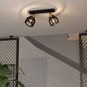 Svítidlo EGLO černá ocel/dřevo