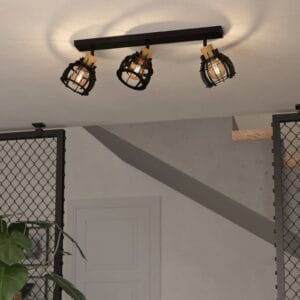 Svítidlo EGLO černá ocel/dřevo