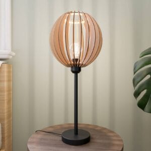 Svítidlo Envostar černá/světlé dřevo kov/březová překližka/PVC