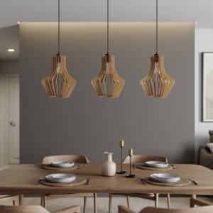 Svítidlo Envostar černá/světlé dřevo kov/textil/březová překližka