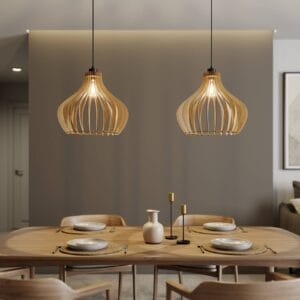 Svítidlo Envostar černá/světlé dřevo Kov/textil/březová překližka