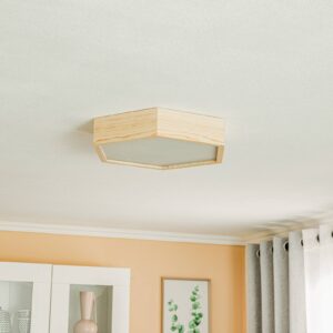 Svítidlo Envostar přírodní/bílá borové dřevo/sklo