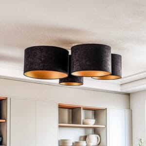 Svítidlo Euluna černá/zlatá textil/folie/kov