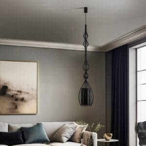 Svítidlo Euluna černá ocel/tkanina