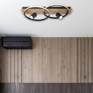 Svítidlo Globo černá/dřevo tmavé kov/plast