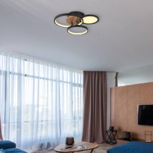 Svítidlo Globo černá/dřevo tmavé kov/MDF/plast