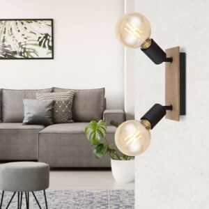 Svítidlo Globo černá/hnědá železo/dřevo