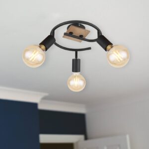 Svítidlo Globo černá/hnědá železo/dřevo