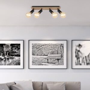 Svítidlo Globo černá/hnědá železo/dřevo