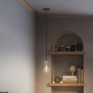 Svítidlo LEDVANCE světlé dřevo/černá dřevo/ocel/textil