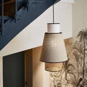 Svítidlo MARKET SET krémová/bílá/světlé dřevo/černá textilie/ratan/kov