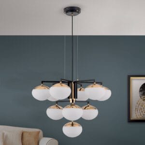 Svítidlo Orion černá/matný mosaz/opálová bílá železo/sklo