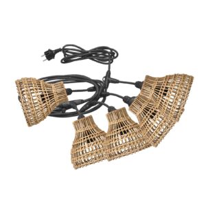 Svítidlo PR Home černá/světlé dřevo plast/ratan