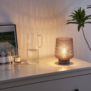 Svítidlo Pauleen kouřově šedá sklo/dřevo