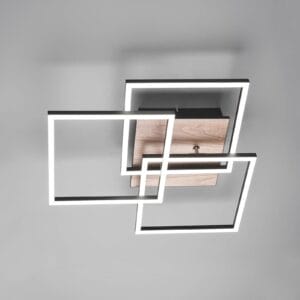 Svítidlo Reality Leuchten světlé dřevo/černá/satinovaná dřevovláknitá deska střední hustoty (MDF)/plast