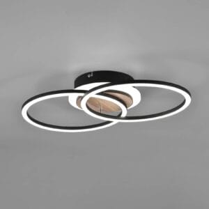 Svítidlo Reality Leuchten světlé dřevo/černá/satinovaná dřevovláknitá deska střední hustoty (MDF)/plast