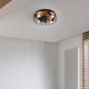 Svítidlo Reality Leuchten černá/tmavé dřevo kov/plast