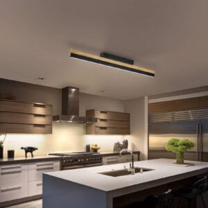 Svítidlo quitani přírodní dub/matná černá Dubový masiv/hliník/ocel/mosaz