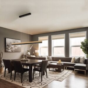 Svítidlo quitani přírodní dub/matná černá Dubový masiv/hliník/ocel/mosaz