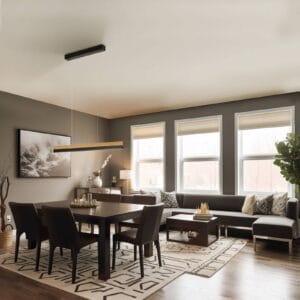 Svítidlo quitani přírodní dub/matná černá Dubový masiv/hliník/ocel/mosaz