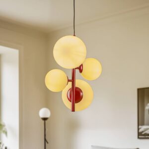 Svítidlo ALDEX vínově červená/bílá mražená kov/sklo