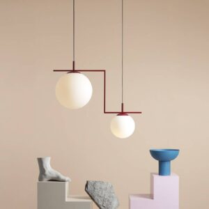 Svítidlo ALDEX vínově červená/opálová kov/sklo