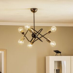 Svítidlo Alfa černá/zlatá-transparentní kov/sklo